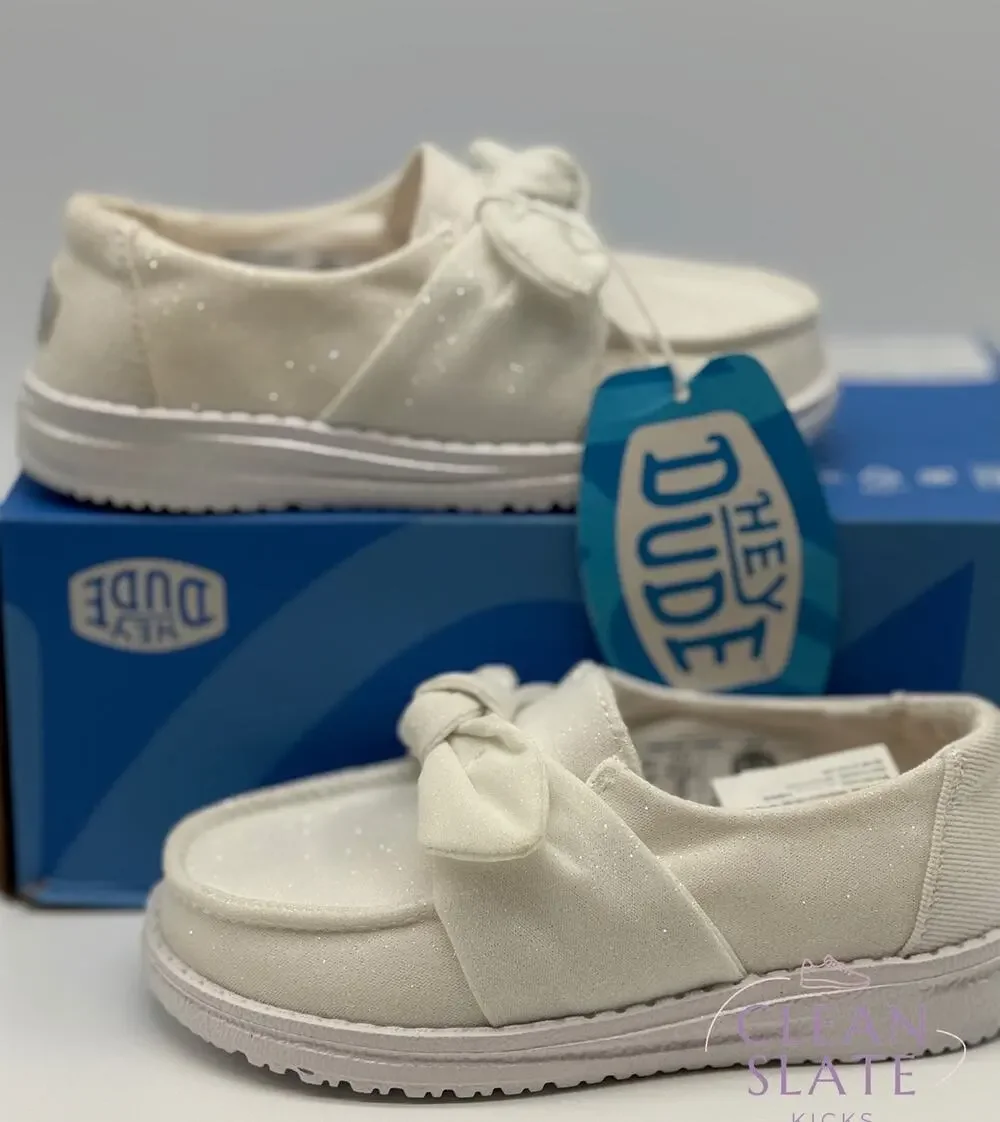 Hey Dude Wendy Bow Stardust White Kids C11 NIB/NWT